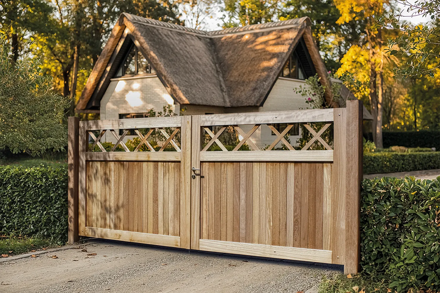 Eigendomspoort van exotisch hout - Padouk